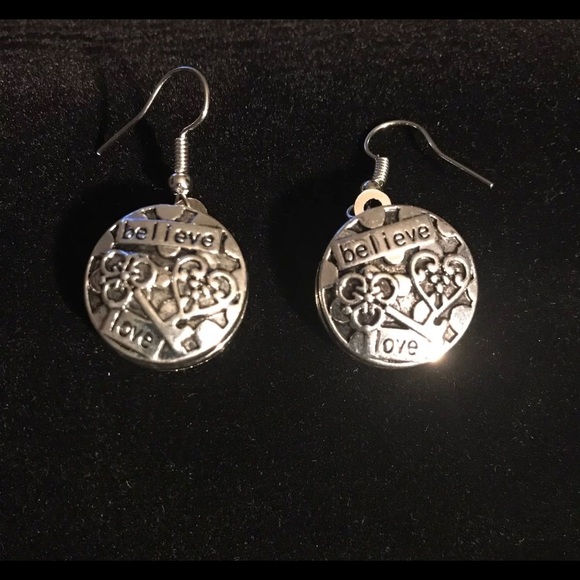 NWT - Believe & Love Hook Earrings - Picture 3 of 3